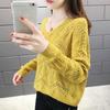 Hollow Knitted Sweater Women's Pullover Spring and Autumn V-neck Blouse Loose Outer Sweater Bottoming Shirt