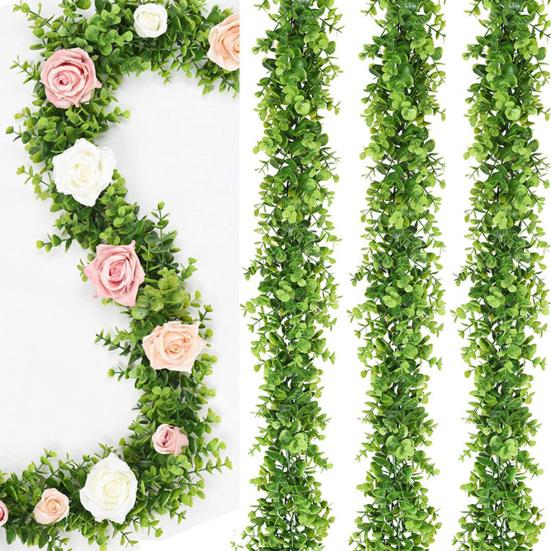 Realistic Simulation Rattan No Withering UV-resistant Flower Arrangement Fake Eucalyptus Background Decor
