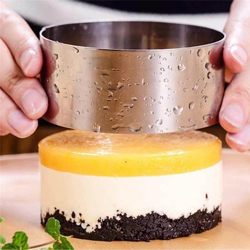 Stainless Steel Mousse Ring Cake Mold Baking Tools Kitchen Bakeware Cake Molds DIY Cupcake Salad Dessert Cake Decorting Tools