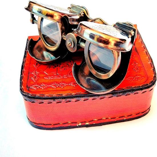 Латунный бинокль 8,89 см с кожаным чехлом, морской складной бинокулярный морской подзорный телескоп, бинокль R&J Beck London 1857