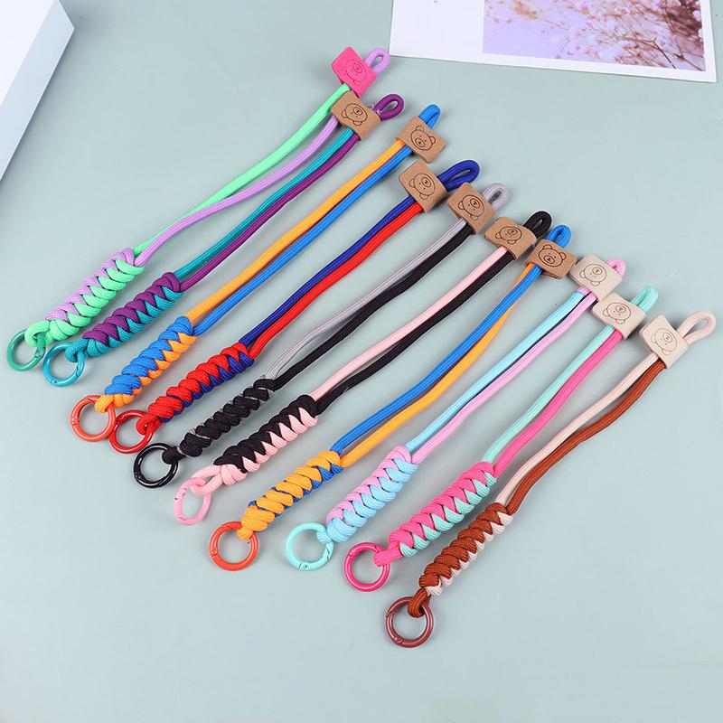 Cute Braid Mobile Phone Lanyard Anti-Loss Short Wrist Band Pendant Multi-Purpose Phone Hanging Strap Candy Color Lanyard