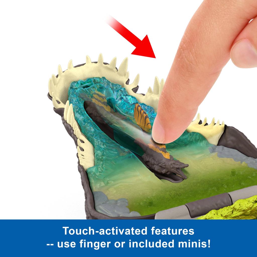 Mattel Jurassic World Rebirth Micro Adventure Spinosaurus Head Playset with 3 Microfigures 4 Interactive Features Ages 4+