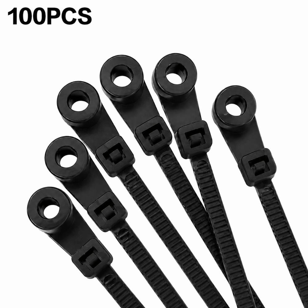 100Pcs Nylon Cable Tie Gear Screw Fix Hole Multi Wire Wrap Wire Sort Accessory Hard Plastic Shell Self Lock Buckle