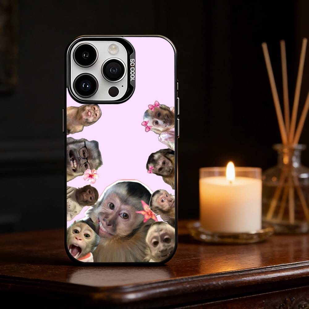 Абстрактная обезьяна Смешной чехол для телефона для iPhone 17,16,15,14,13,12,11,Pro Max,Plus Конфетный серебристый чехол