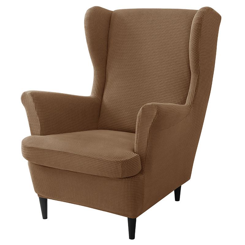 3 Piece Stretch Wingback Chair Slipcover Set With Ottoman And Cushion Cover High Back Armchair Protector
