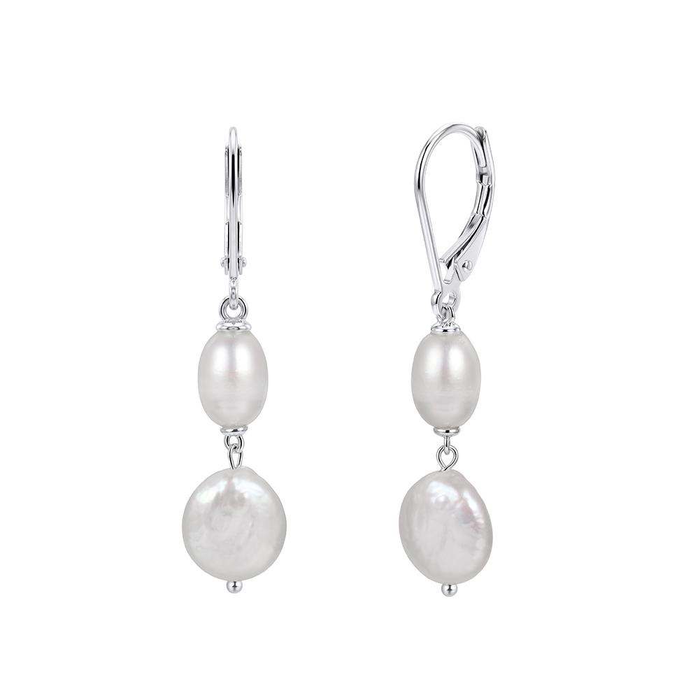 ORSA JEWELS Серьги-цепочки из стерлингового серебра 925 пробы с натуральным пресноводным жемчугом для женщин Сладкий Шик Серьги с покрытием 14K золотом Ювелирные изделия GPE138