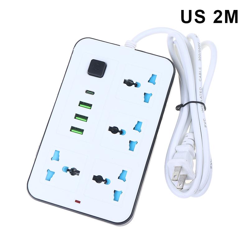 Евровилка США Удлинитель 2/3-контактный 1 порт Type-C 3 порта USB 4 розетки переменного тока 2/3/5 м Зарядный электрический розетка