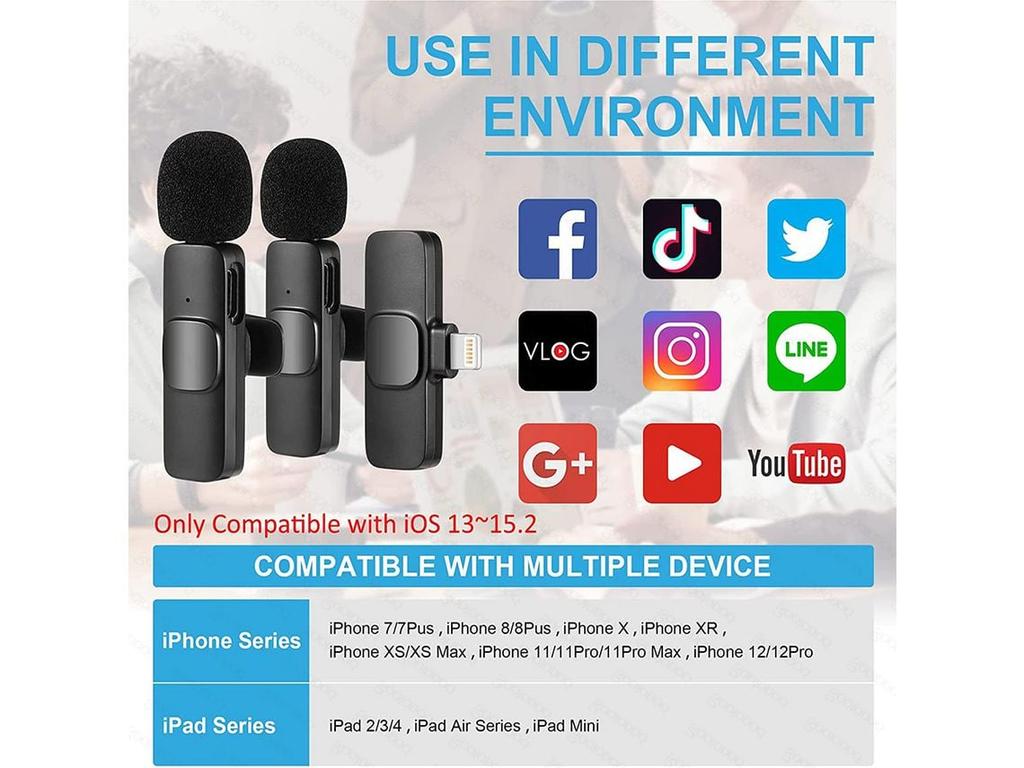 Беспроводной петличный микрофон для ПК Iphone Ipad Android для записи интервью в прямом эфире Vlog