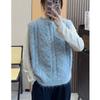 Round Neck Sweater Vest Women's Spring Loose Soft and Sticky Stacked Knit Sweater Waistcoat