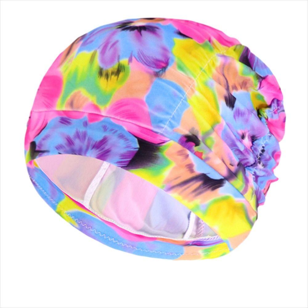 Шапочка для плавания с принтом цветов, высокая эластичность, для длинных волос, шапочка для дайвинга, шапочка для плавания, шапочка для бассейна