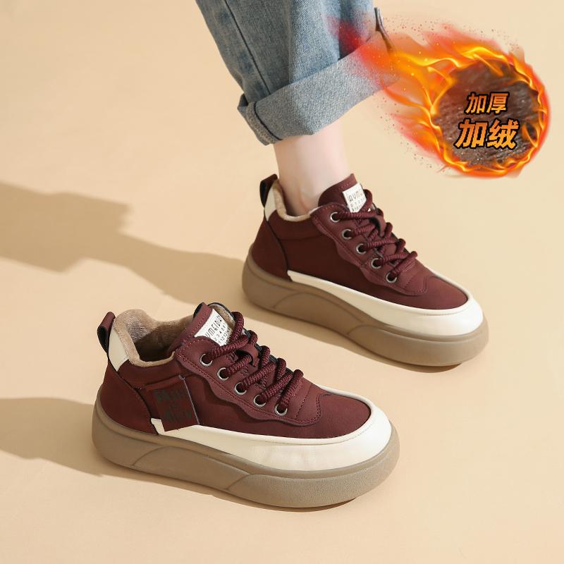 CRLAYDK Classic Women's Fashion Sneakers Winter Fur Lined Casual Tennis Platform Skate Leather Shoes Walking Footwear Trainers