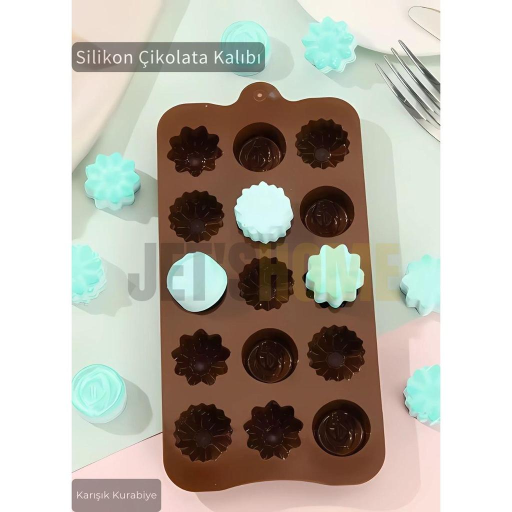 Karışık Kurabiye Desen Çikolata Kalıbı BPA FREE Buz Kalıbı Silikon Tatlı Kalıbı Yapışmaz Kalıp