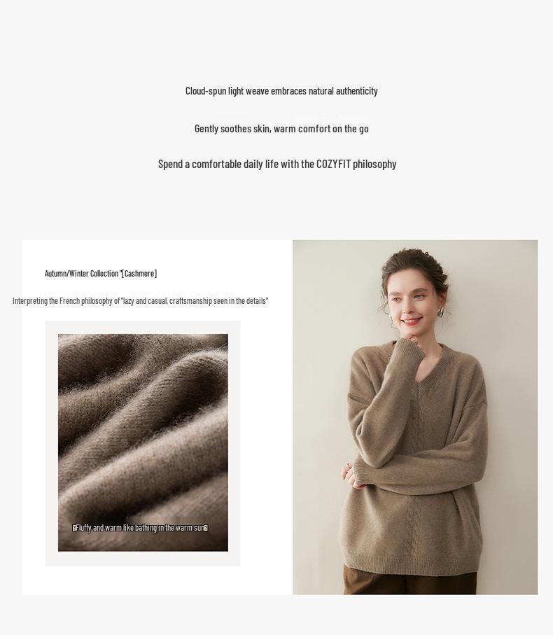Korean Style Cashmere Women's Knit Sweater: Autumn Winter Solid Color Drop Shoulder Pullover