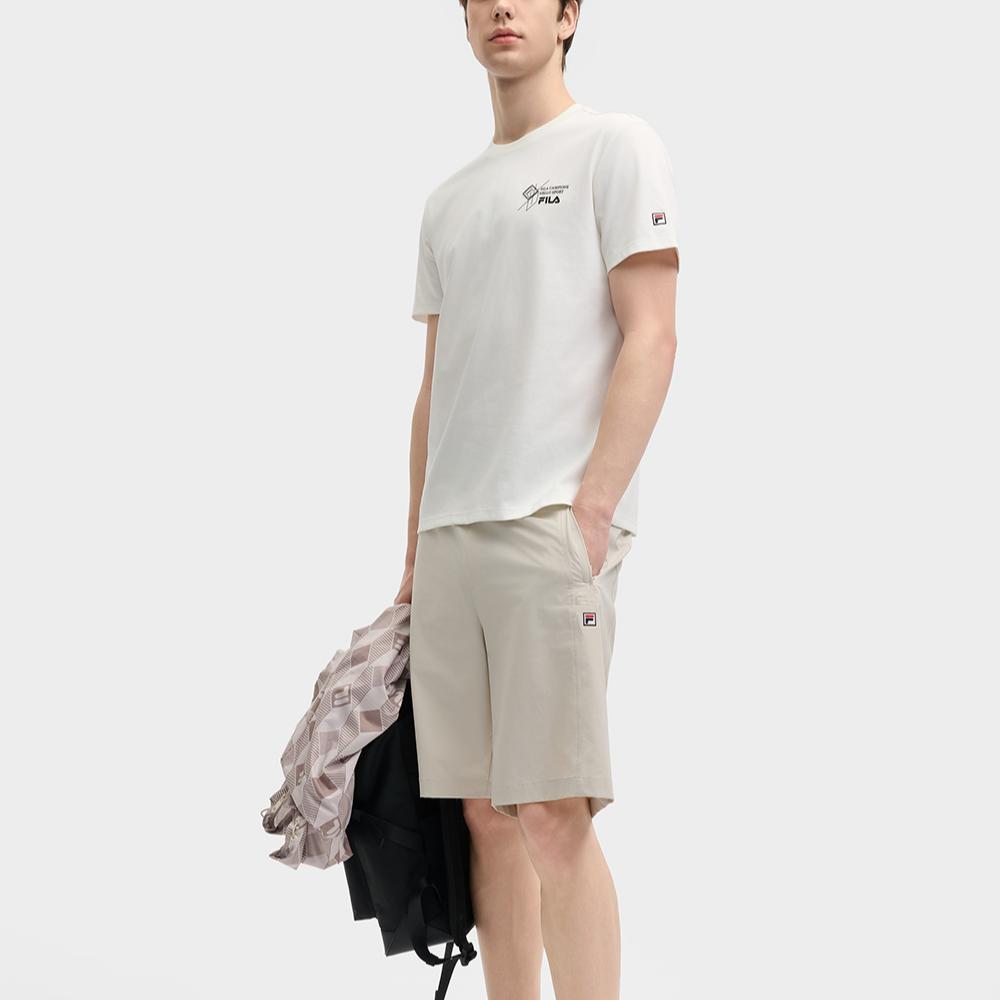 Fila Футболки Мужские Облачно-белый Круглый вырез Умеренный F11M528118F-WT