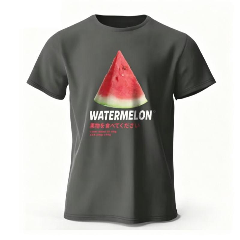 Playful Watermelon Graphic Tee Trendy Summer Casual Tshirt for Unisex Unisex Lightweight Breathable Cotton