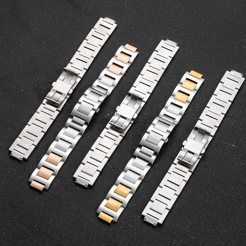 Запасной ремешок из нержавеющей стали для Cartier Ballon Bleu - Мужской и женский браслет для часов с выпуклым креплением