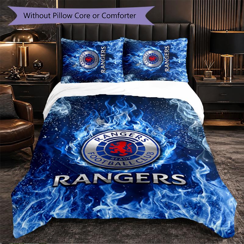 Rangers FC Themed Bedding 3Pcs Duvet Cover Set Decorative Bed Linen For Teen Room Home Decoration