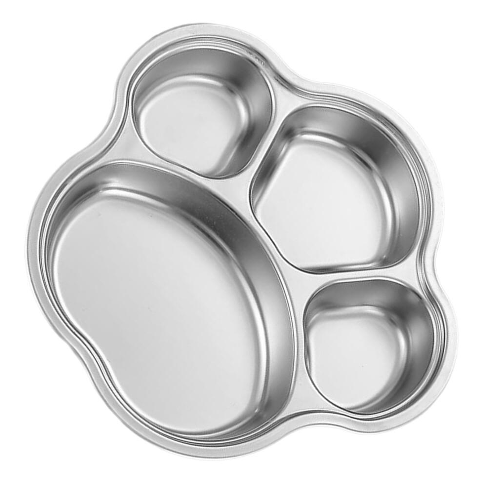 Divided Food Dish Stainless Steel Food Separation Silver 1 Pcs