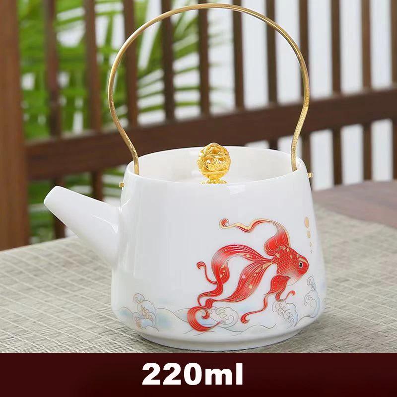 High Quality Suede Jade White Porcelain Teapot Puer Tea Pot and Cup Set Heated Kettle Teaware Teapots Chinese Mug Service Clay