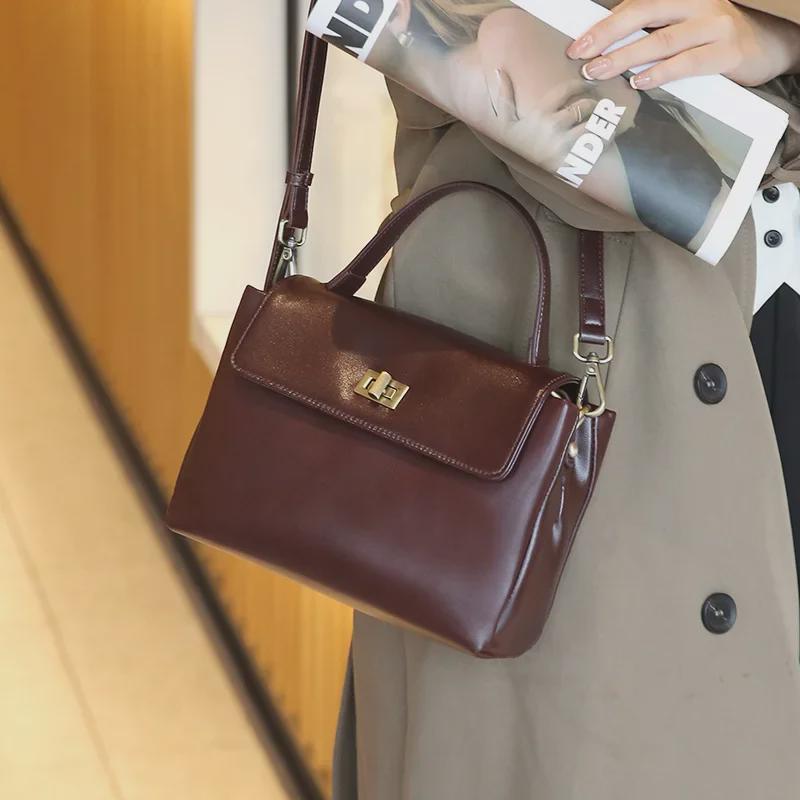 Genuine Leather Women's Messenger Bag - 2024 Autumn/Winter High-Quality, Fashionable, Versatile Shoulder Handbag