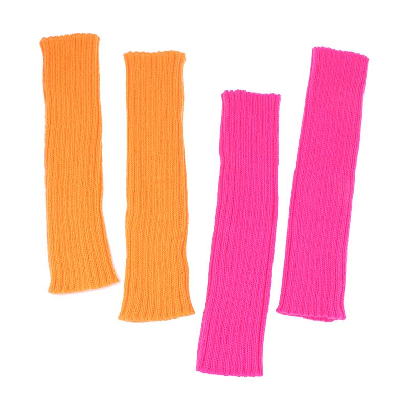 Женские вязаные теплые длинные перчатки без пальцев, зимние варежки с однотонными рукавами и рукавами, повседневная мягкая одежда для девочек, перчатки в стиле панк