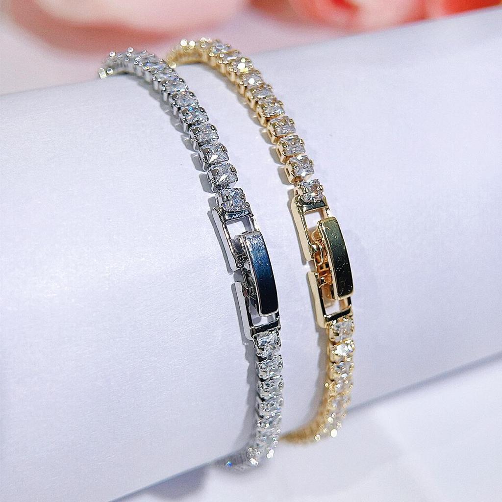 CMM Korean-Style Elegant Temperament Women's Jewelry High-Quality Metal Accessories Shiny Zircon Tennis Bracelet