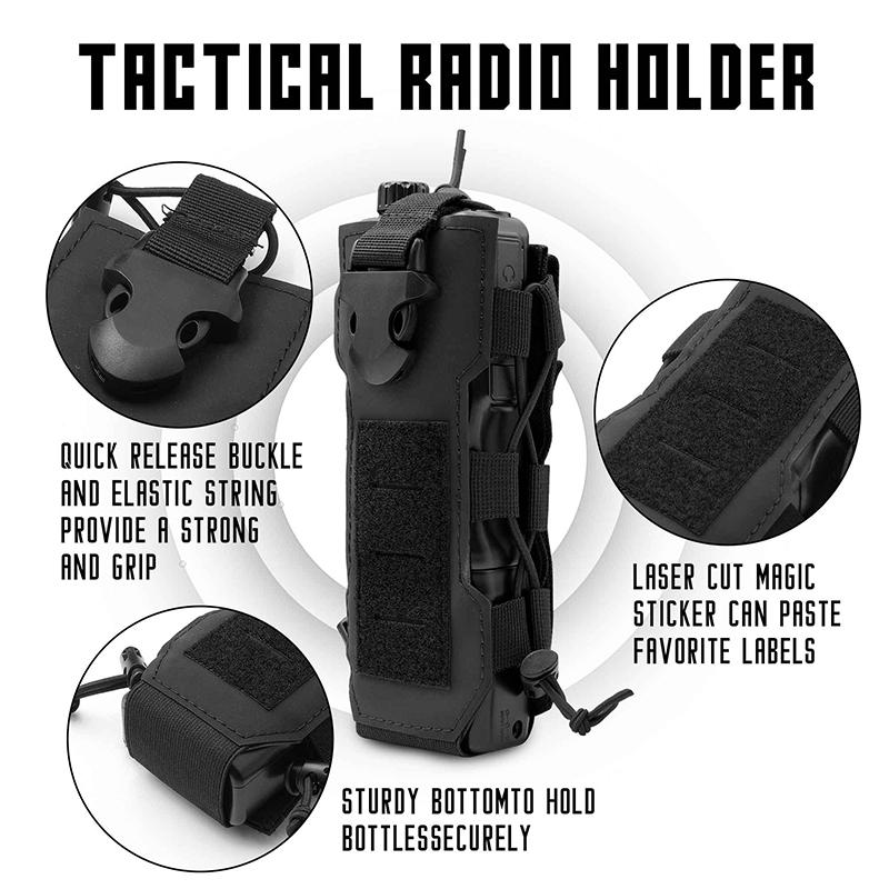 Tactical Molle Radio Walkie Talkie Pouch Waist Bag Holder Pocket Portable Interphone Holster Carry Bag Water Cups Case Holder