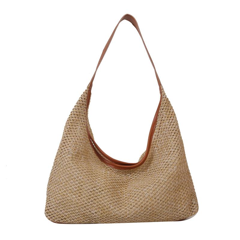 Woven Straw Tote Bag for Women Large Capacity Bucket Shoulder Handbag KTB