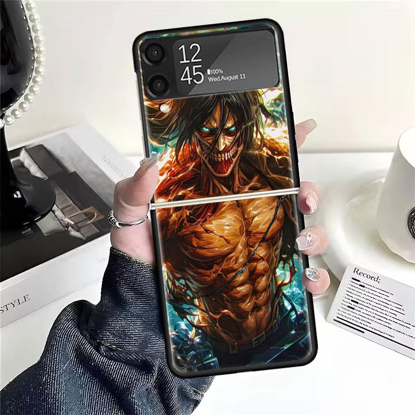 A-Атака на Титанов Эрен Йегер Чехлы Для Samsung Galaxy Z Flip 4 5 6 7 3 Z Flip7 Flip6 Flip4 Flip5 Flip3 5G Жесткий Ударопрочный Забавный