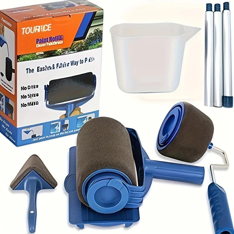 Набор из 5 предметов, многофункциональный валик для покраски, угловая кисть, ручка, инструмент, валик для покраски стен, простая в использовании бытовая кисть для покраски