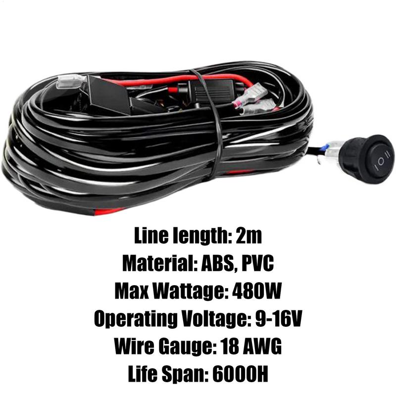 Комплект жгута проводов для светодиодной балки 2 м, жгут проводов для внедорожных светодиодных фар, противотуманных фар, автомобильных прожекторов, набор жгутов проводов