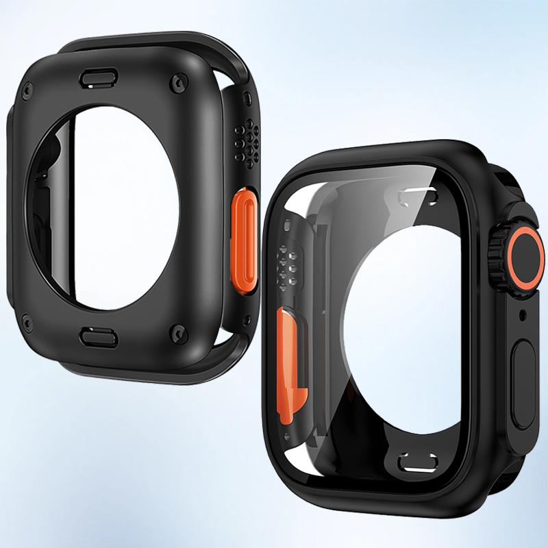 Защитная крышка-экран для Apple Watch 44мм 45мм 46мм 42мм Жесткий ПК Передний Задний Бампер Чехол для Iwatch 10 9 8 7 6 Сменить на Ultra