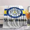 1PC Custom Name Leeds United Football Club Patterned Flannel Blanket For All Seasons for Home Decor Warmth and Comfort Gifts Holiday Present -HE146