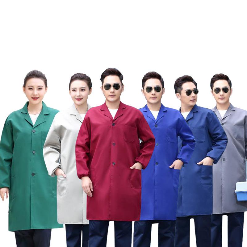 Unisex Long Blue Camouflage Dustproof Workwear Overcoat with Sleeves