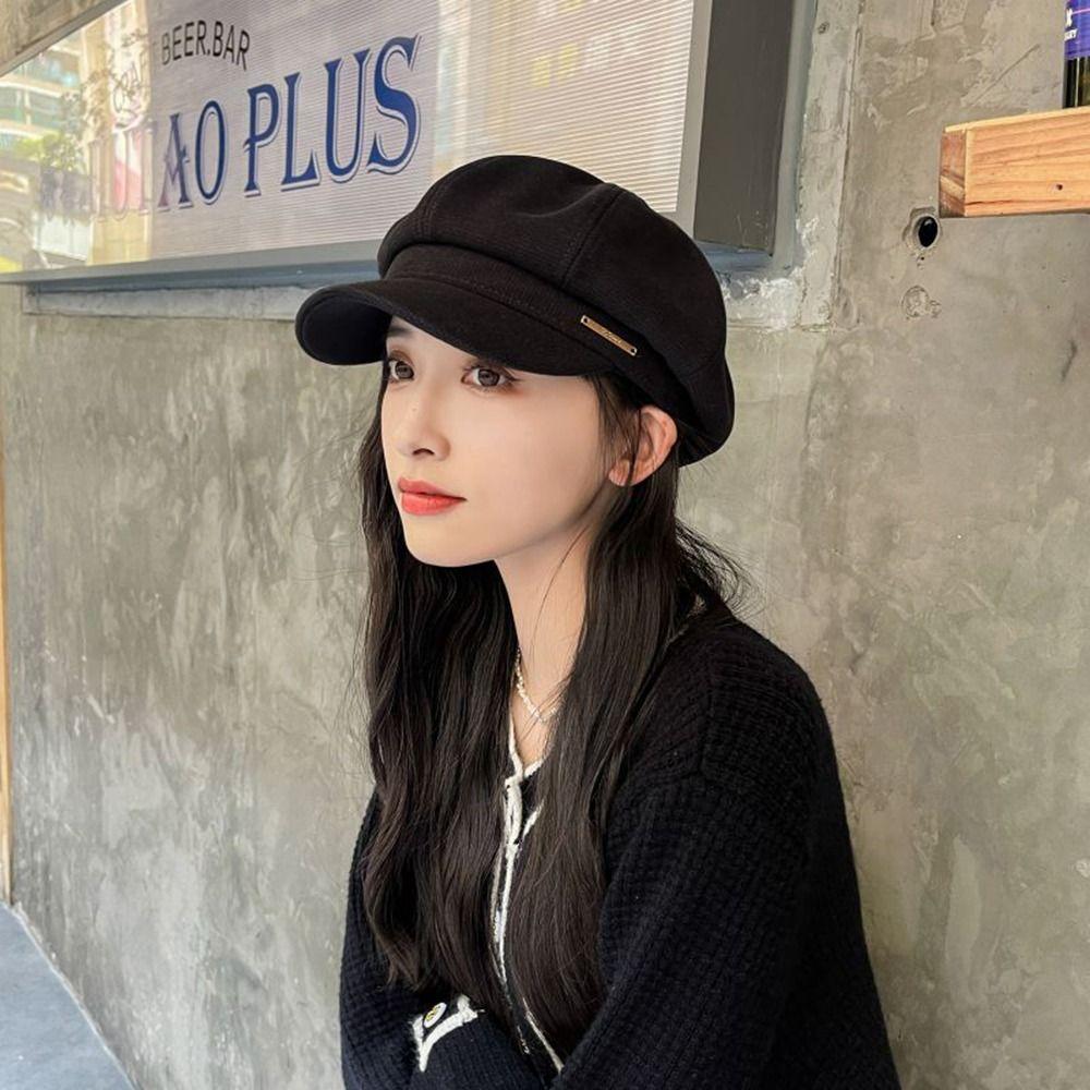 For Women Artist Hat For Girls Korean Style Octagonal Cap Woolen Beret Women Visors Cap Painter Hat