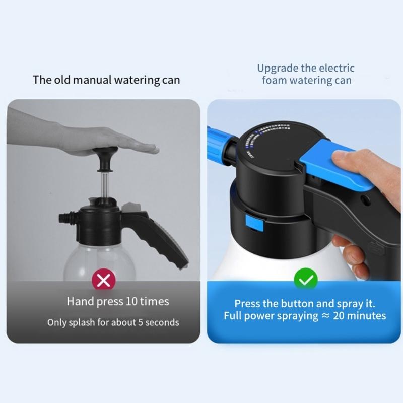 Электрический пенный распылитель 1,5 л Генератор пены для мойки автомобилей Литиевая батарея 3000 мАч Пенные насадки Автомойка Пенный распылитель