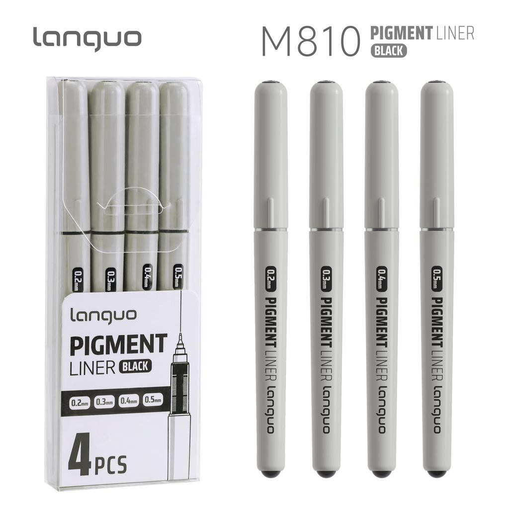 LANGUO 0.2/0.5mm Nib Size Pigment Liner Gel Pens Anti-smudge Water Resistant Fineliner Pens Stationery School Office Supplies