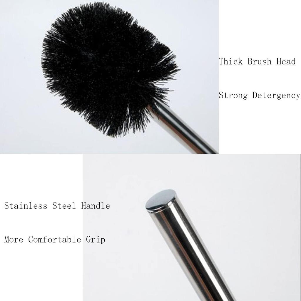 4PCS Toilet Brush Toilet Brushes Flexible Toilet Bowl Brush with Stainless Steel Handle for Bathroom Cleaning. (Black)