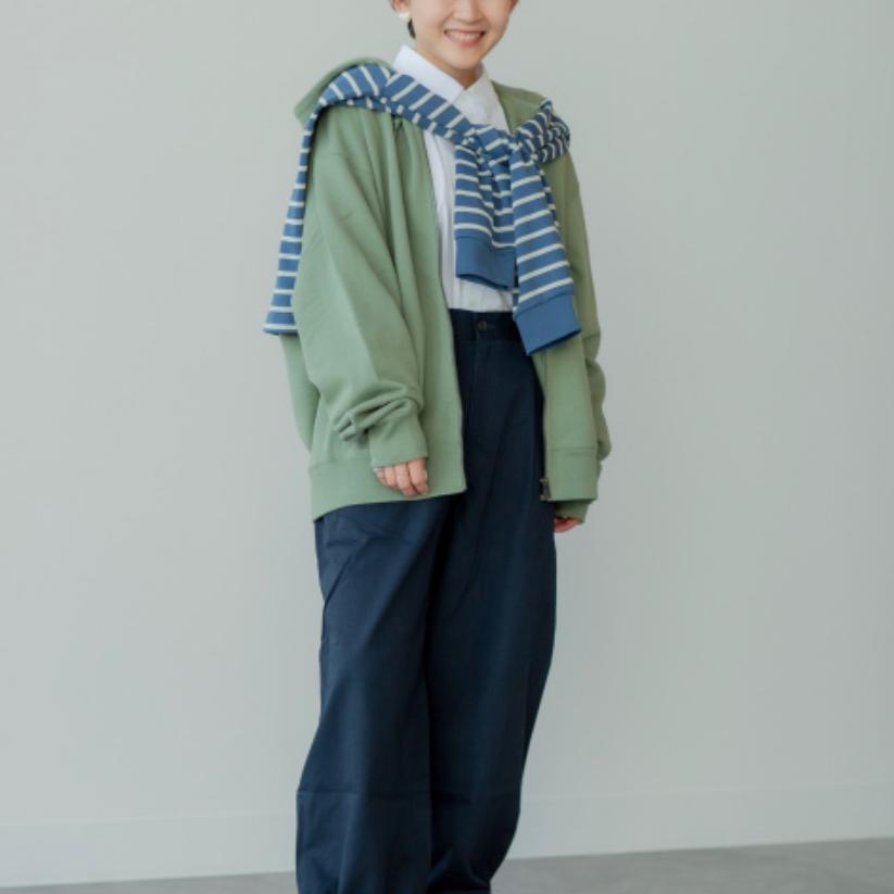Uniqlo X JW Anderson Коллаборация Весна/Лето 2025 Однотонная Толстовка с Вышитым Логотипом на Молнии Свободный Крой Унисекс Худи Зеленый 476229-53