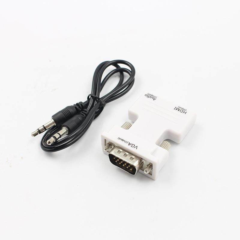 Компактный адаптер HDMI Female to VGA Male с поддержкой аудио, разрешение 1080P