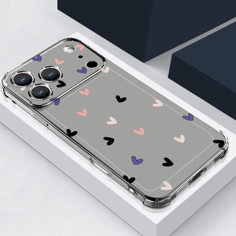 Силиконовый чехол для телефона с принтом в виде сердца, нарисованным, для iPhone 17 Pro Max 16 15 14 Pro Max 13 12 Pro 11, противоударный, мягкий ТПУ, прозрачная крышка