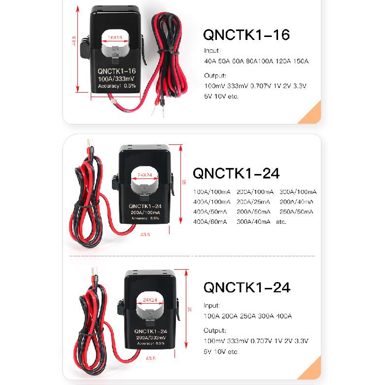 Расколотый трансформатор тока с открытым сердечником QNCTK1-10 30A 1V 150A 0.333V 10A 333mV 50A 100A AC Датчик тока с зажимом CTЗапасные датчики2