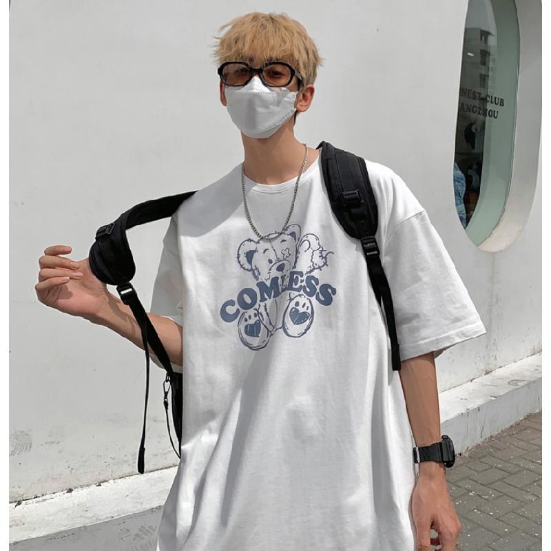 Men T-Shirts Letter Graphic Print Fashion Brand Tees for Men Men Clothing Casual Tee Man Summer Korean Retro