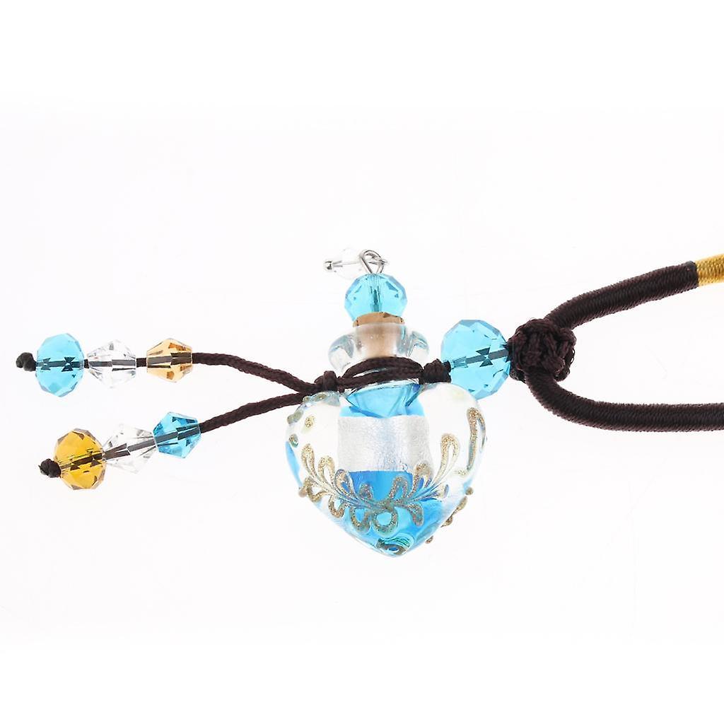 2xGlass Locket Necklace Perfume Fragrance Essential Oil Diffuser Light blue