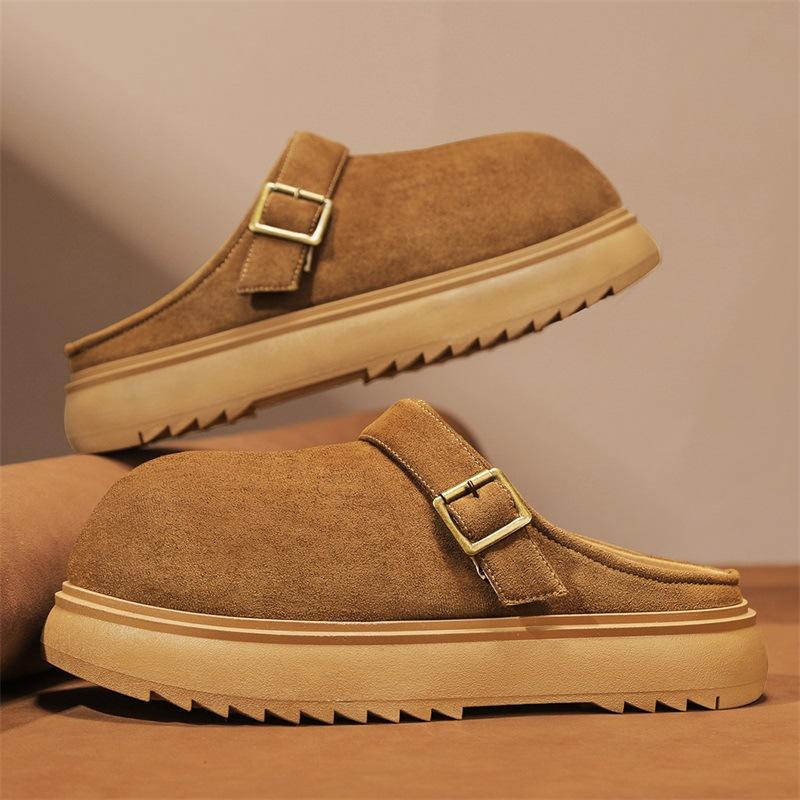 2025 новые баотоу полусабо повседневные удобные дышащие однотонные модные на плоском каблуке универсальные повседневные мужские тапочки