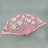 Женский кружевной веер с пластиковой ручкой, полупрозрачный веер для танцев, домашний декор, складной веер, подарок