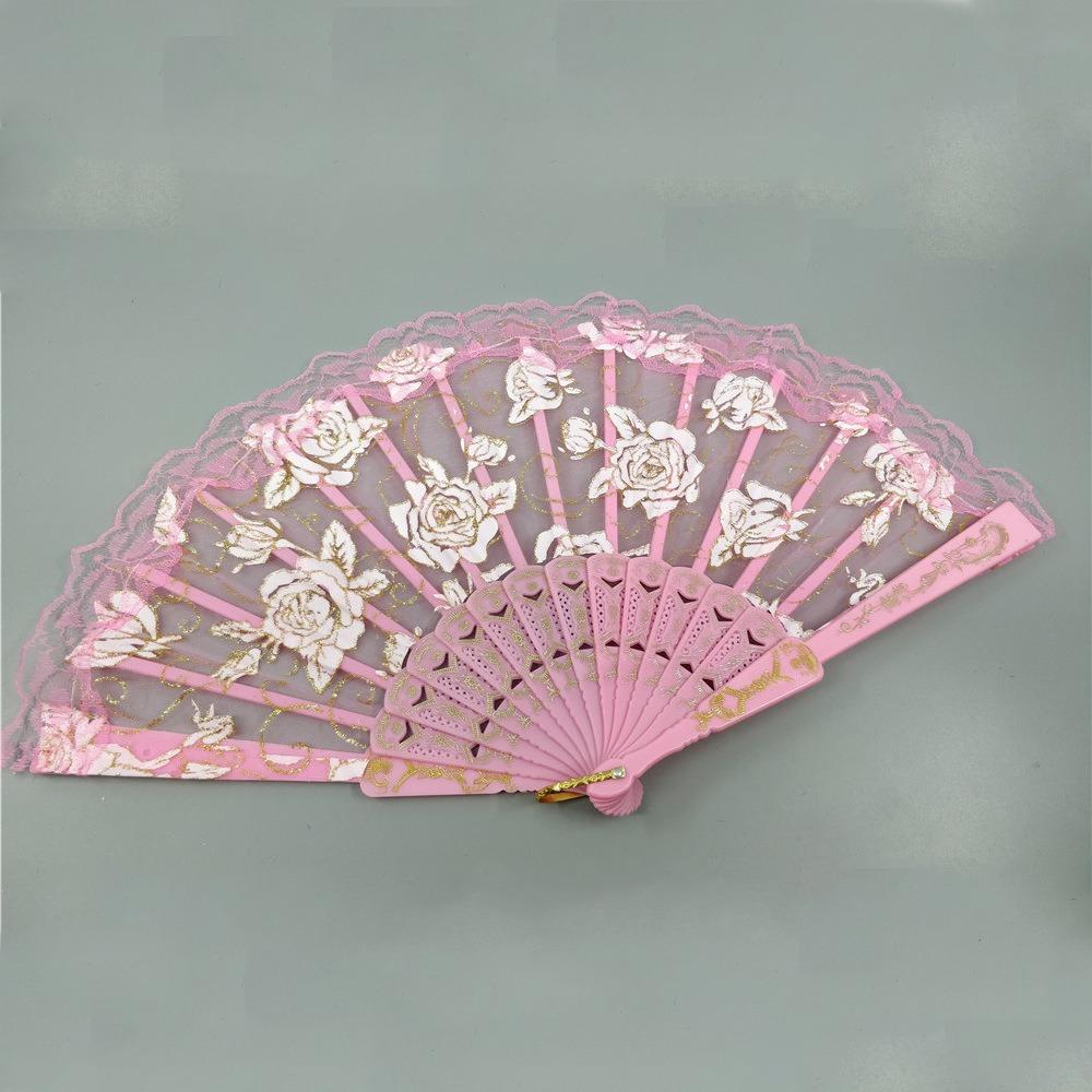 Женский кружевной веер с пластиковой ручкой, полупрозрачный веер для танцев, домашний декор, складной веер, подарок