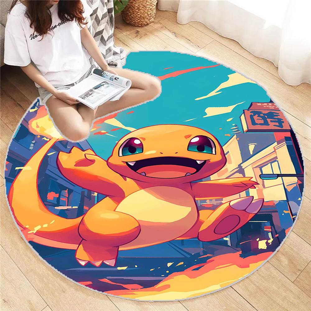  Charmander Pokemon Round Mat Cartoon Living Room Bedroom Kitchen Balcony Rugs Non-Slip Yoga Carpet Cute Home Decor Gift