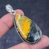 Bumblebee Jasper Gemstone Handmade 925 Sterling Silver Gift Pendant 2.52" I3b28
