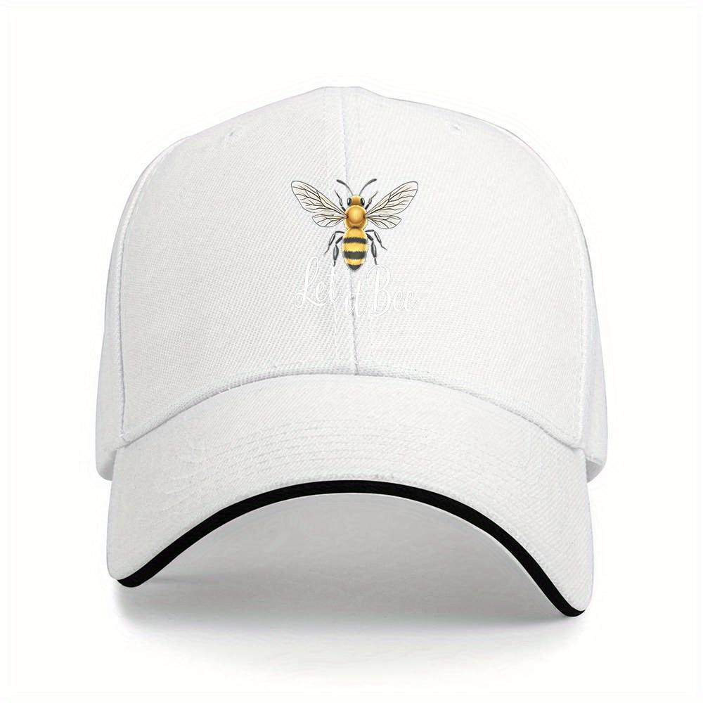 Let It Bee Graphic Baseball Cap Unisex Polyester Casual Adjustable Snapback Hat for Adults